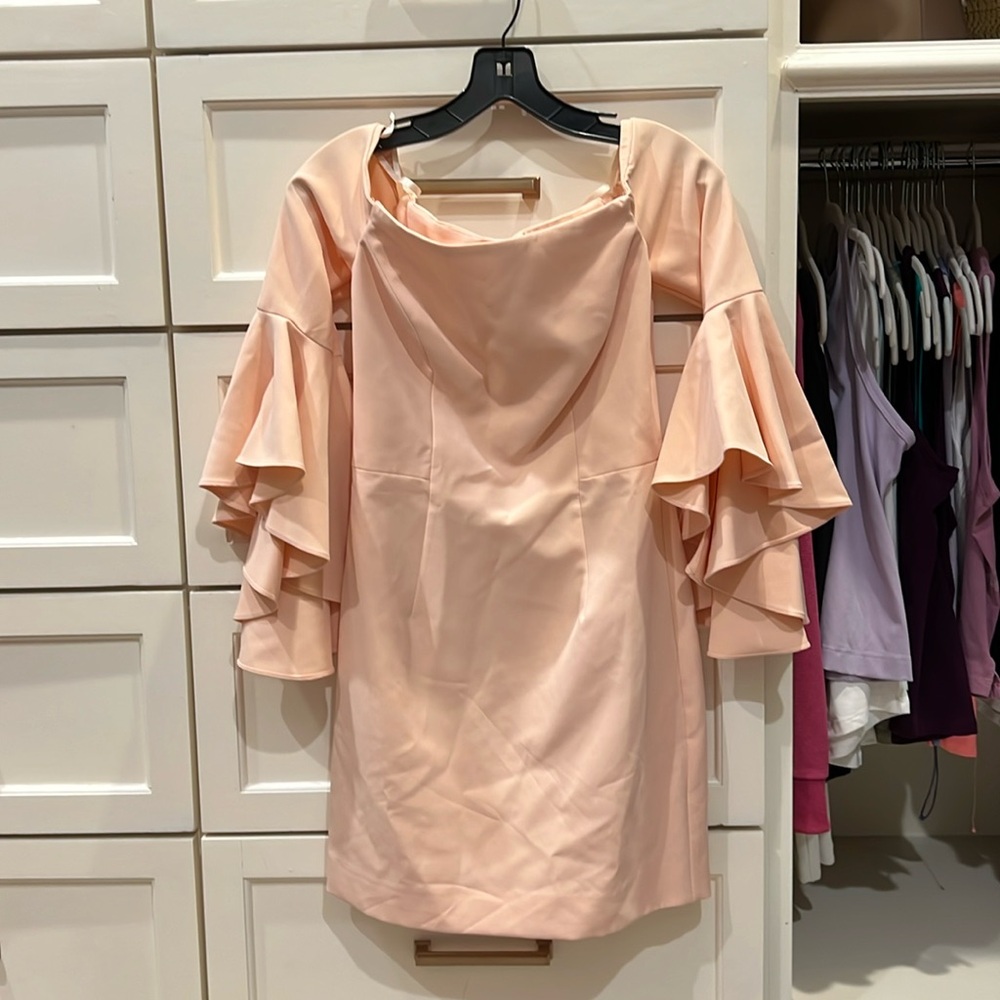 Milly, Off shoulder Cady dress with bell sleeves